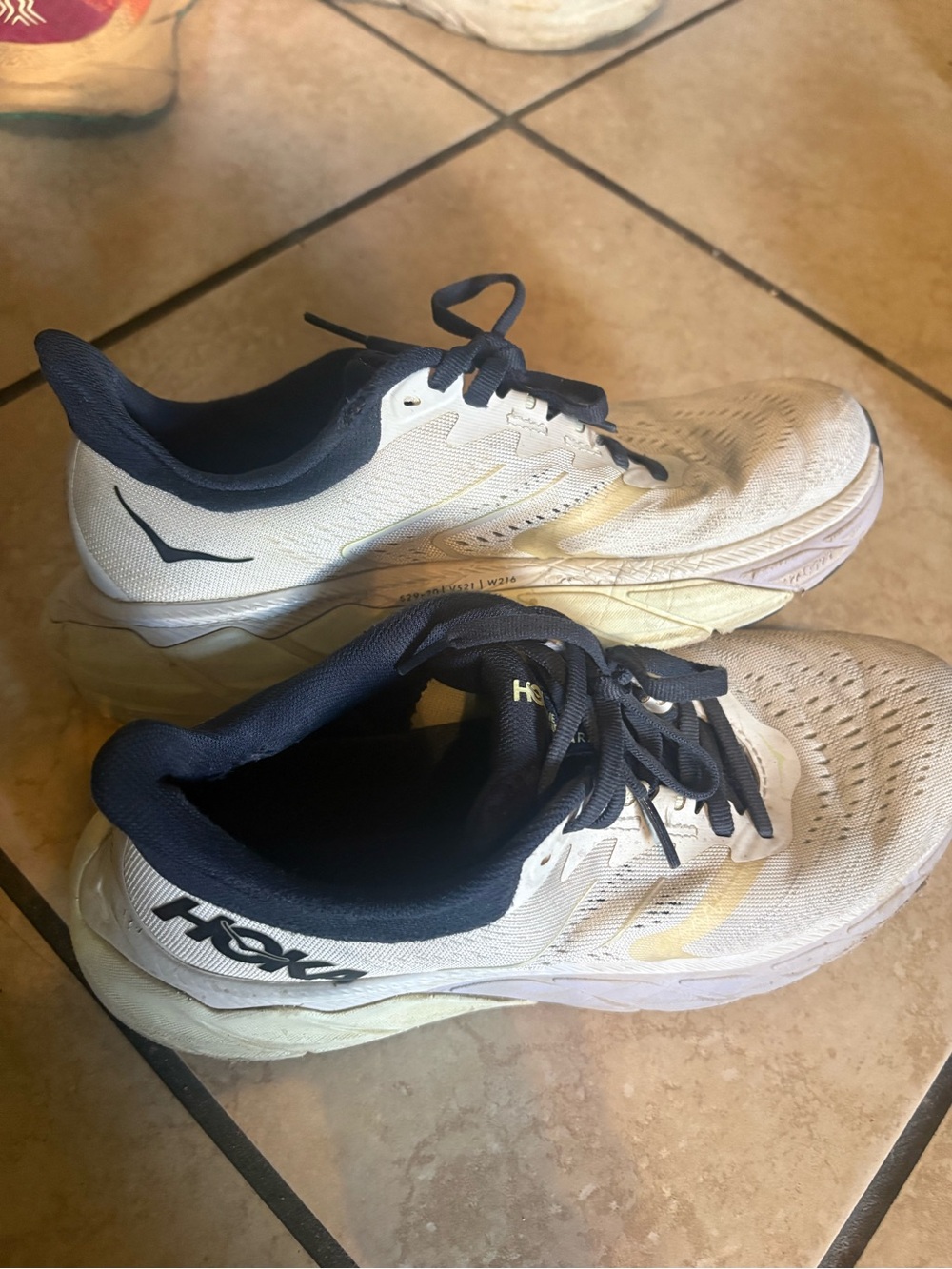 Hoka White and Navy Women's Athletic Running Shoes